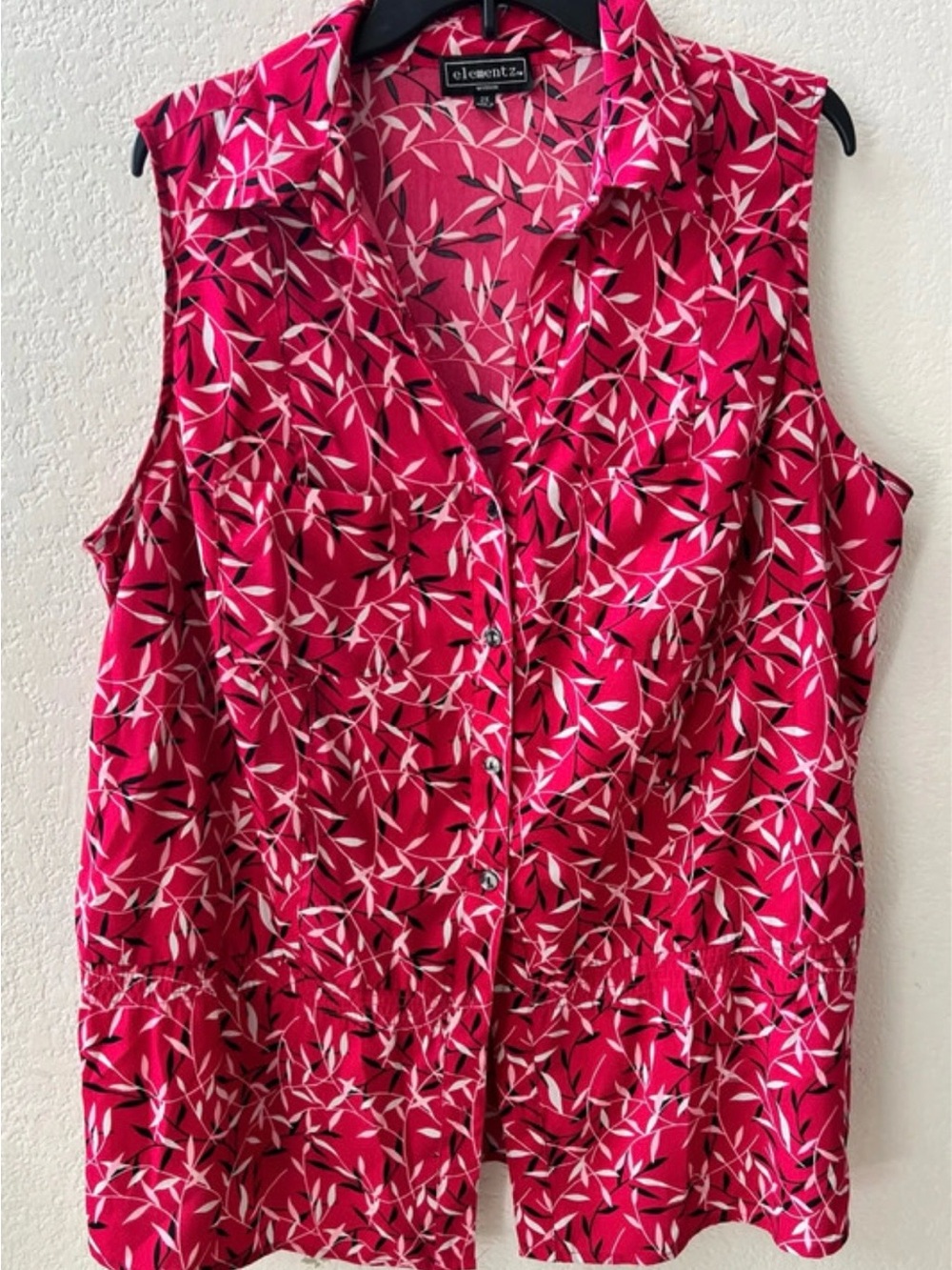 Elementz Fuchsia Sleeveless Button-Front Printed Tunic